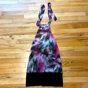 Black/pink tube top under with sheer over piece. Halter tie top